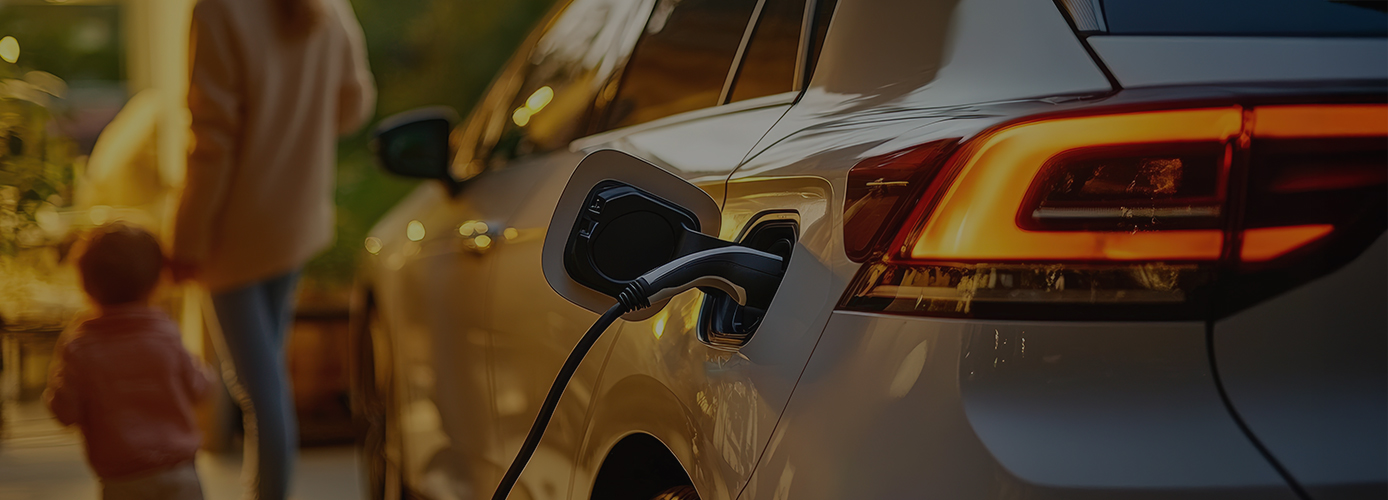 Electric vehicle (EV) charged at home. 